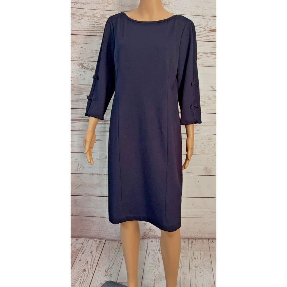Talbot's Navy Shift Dress Women's size 12 Lined 3/4 Sleeves EXC